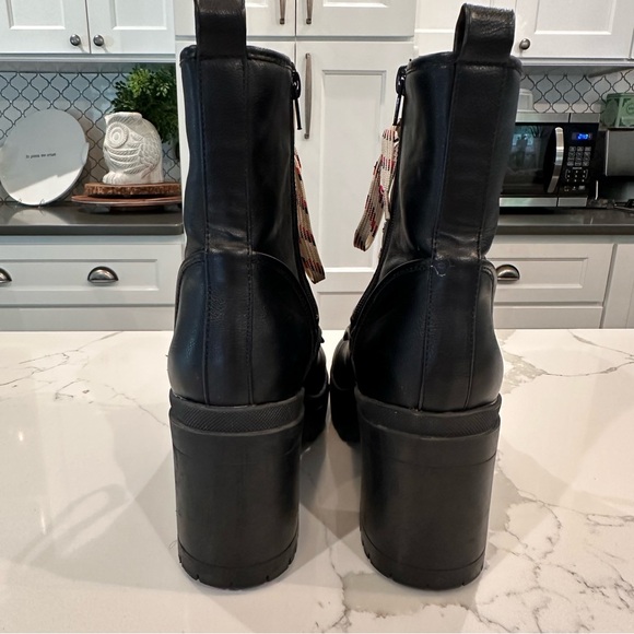 Rouge Helium Womens Regal Platform Lace Up Combat Boots Size 8 Black Side Zip - Picture 8 of 16